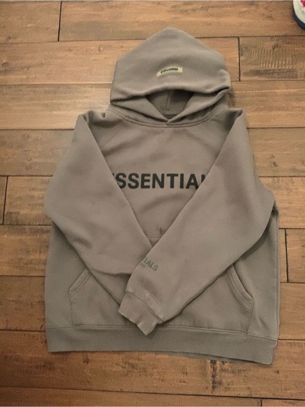 Essentials Men's Hoodie in Taupe with Black Logo